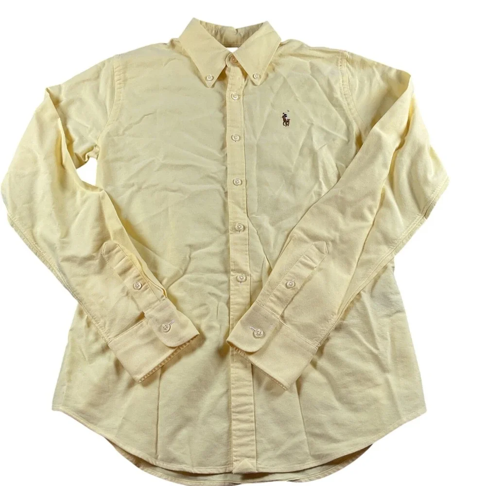 Ralph Lauren Kids Yellow Cotton Slim Fit‎ Long Sleeve Button-Down Shirt
